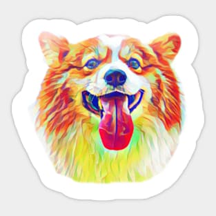 Rainbow color orange corgi dog Sticker